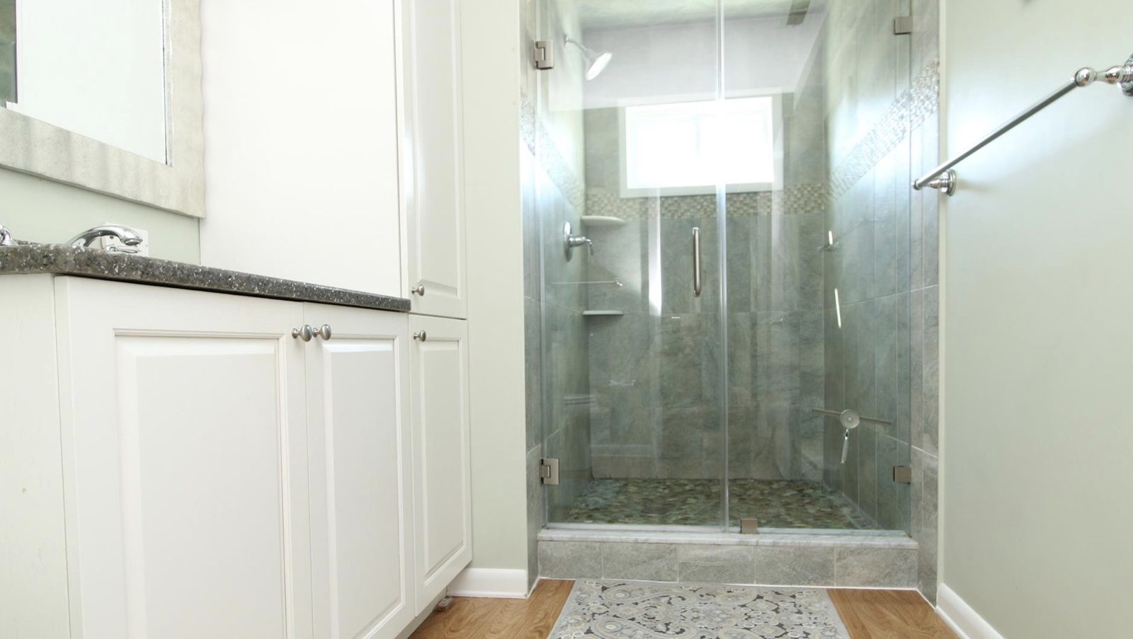 Bathroom with a glass walk-in shower