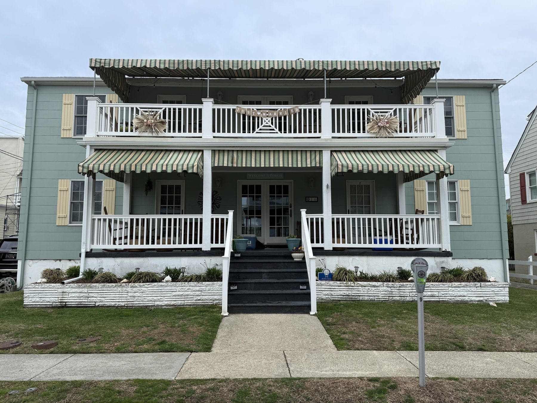 The beach-block street outside 16 Jefferson in Cape May