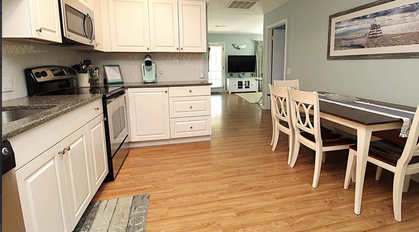 Open kitchen and dining area
