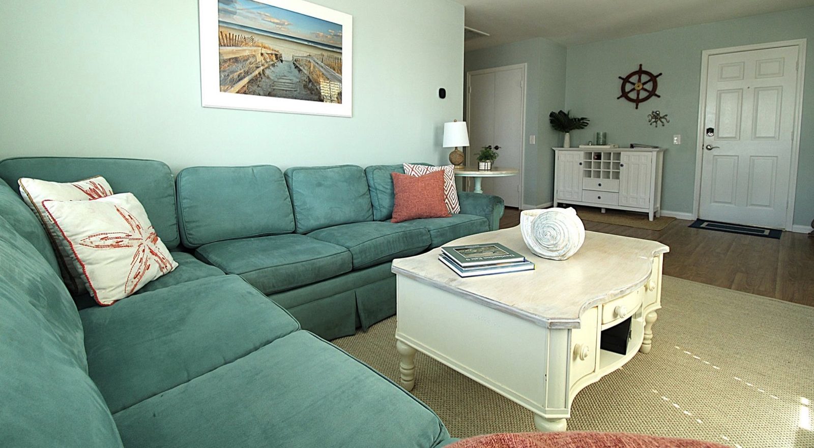 Living room looking toward the private entrance